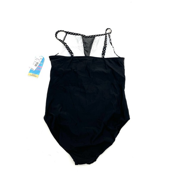 SWIM SOLUTIONS Black Floral Mesh One Piece Swimsuit 14 NEW - Picture 5 of 7